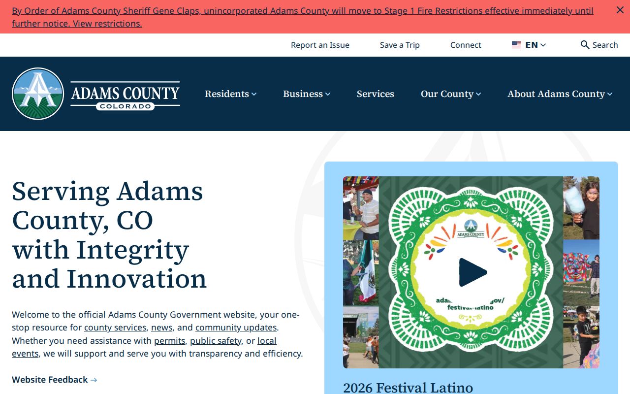 Official Adams County government civic information